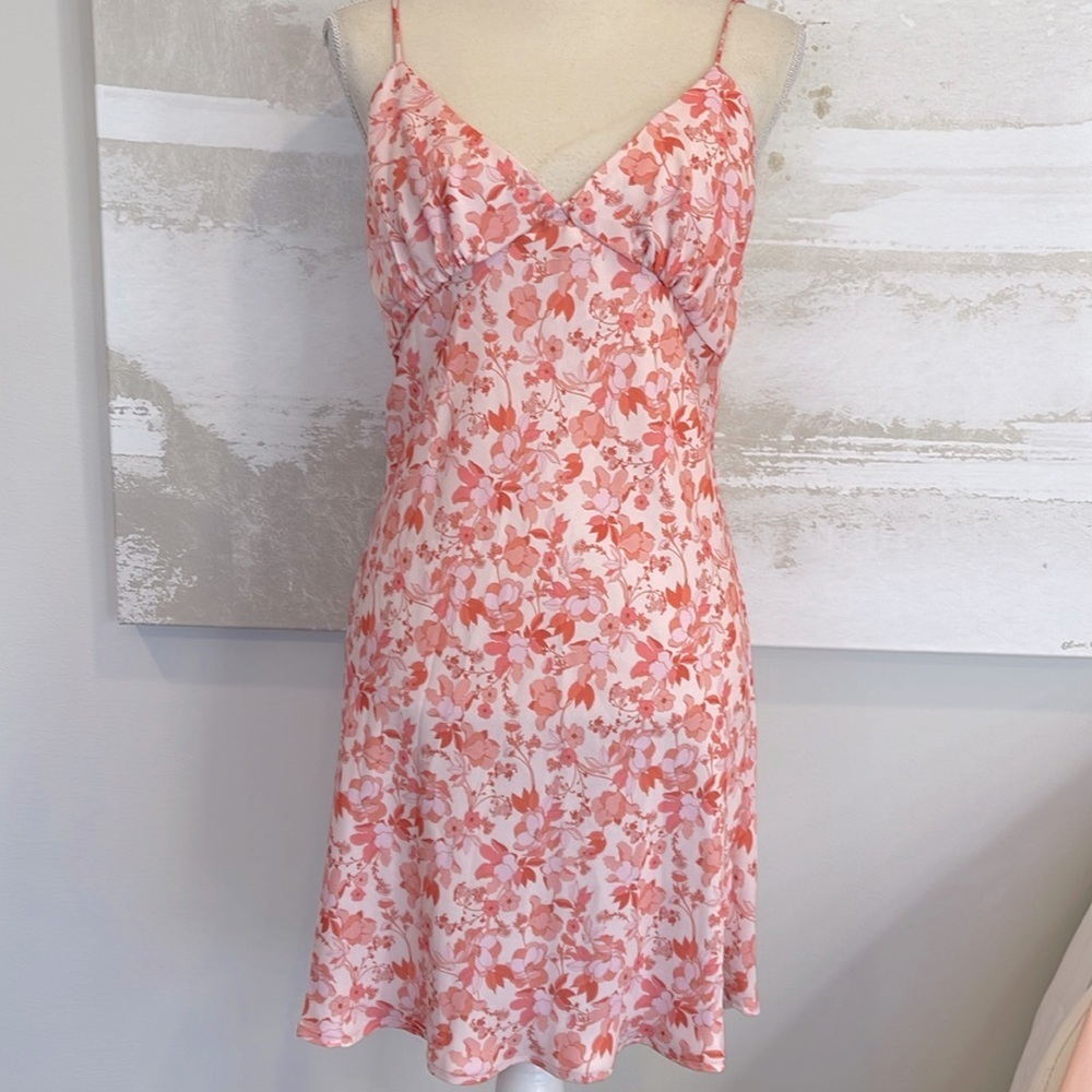 Orange Creamsicle Floral Spaghetti Strap dress